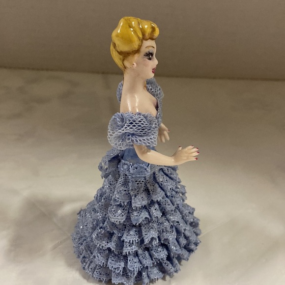 Jamar-Mallory Victorian Porcelain Lady Figurine Vintage 1954 Dipped Lace Dress - Picture 5 of 7